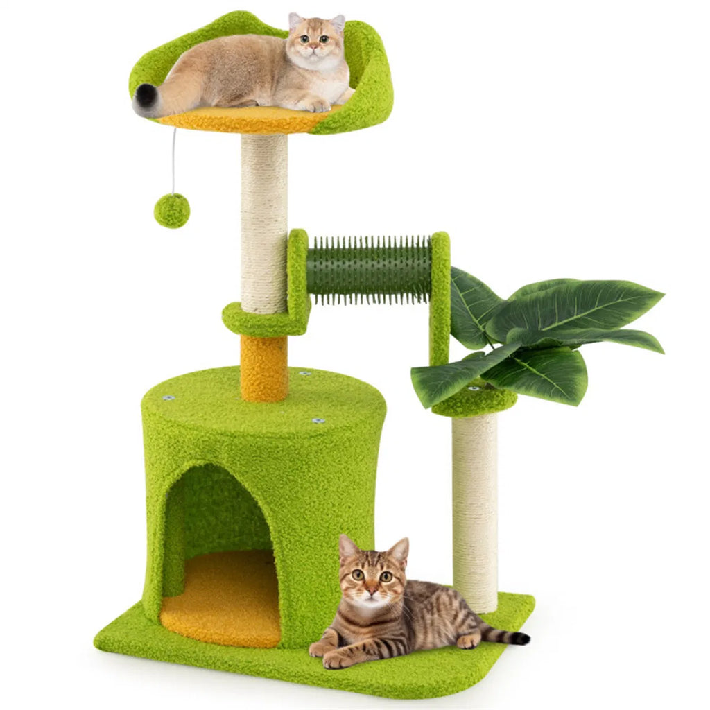 Aprilso Green Multi-Level Cat Tree with Condo, Sisal Scratching Posts & Hanging Toy - product image 1