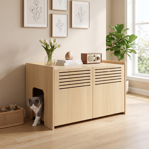 Aprilso Hidden Cat Bed Cabinet with Side Entry & Storage Top - product image 2