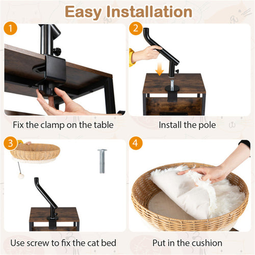 Aprilso Desk-Mounted Cat Bed with Rotating Arm & Woven Basket - product image 2