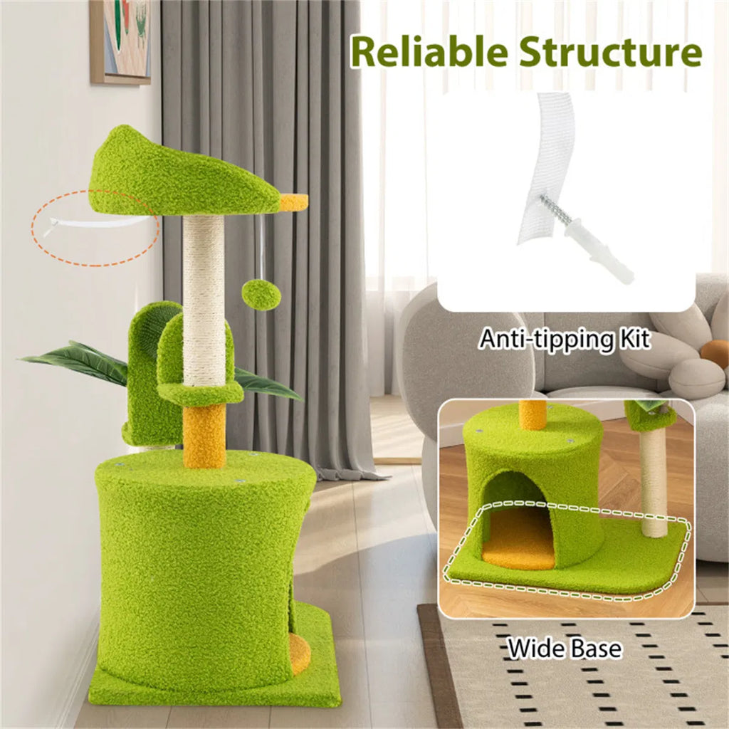 Aprilso Green Multi-Level Cat Tree with Condo, Sisal Scratching Posts & Hanging Toy - product image 3