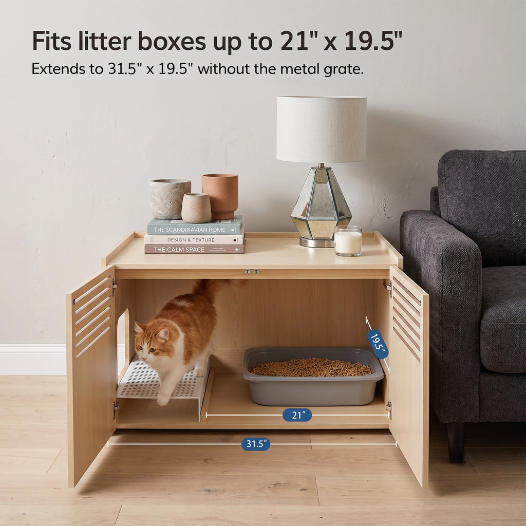 Aprilso Hidden Cat Bed Cabinet with Side Entry & Storage Top - product image 4