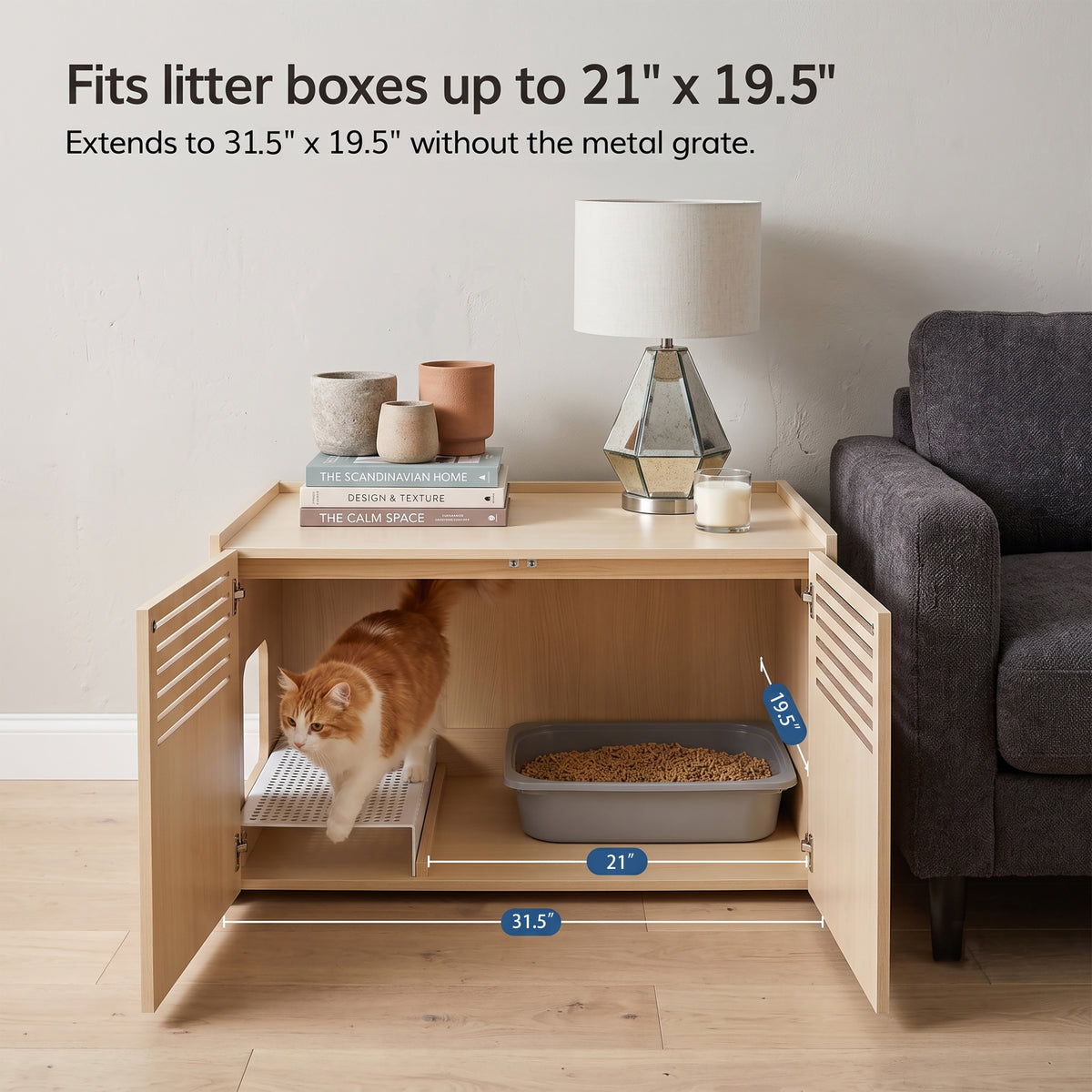 Aprilso Hidden Cat Bed Cabinet with Side Entry & Storage Top - product image 4