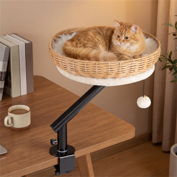 Aprilso Desk-Mounted Cat Bed with Rotating Arm & Woven Basket - product image 4