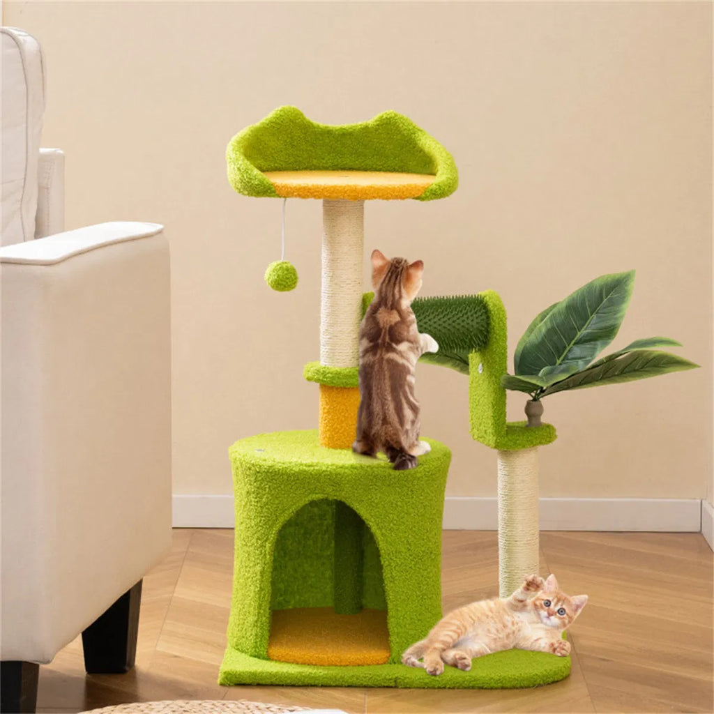 Aprilso Green Multi-Level Cat Tree with Condo, Sisal Scratching Posts & Hanging Toy - product image 4