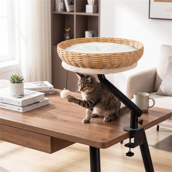 Aprilso Desk-Mounted Cat Bed with Rotating Arm & Woven Basket - product image 5