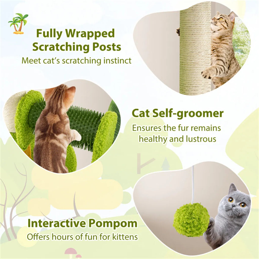 Aprilso Green Multi-Level Cat Tree with Condo, Sisal Scratching Posts & Hanging Toy - product image 6