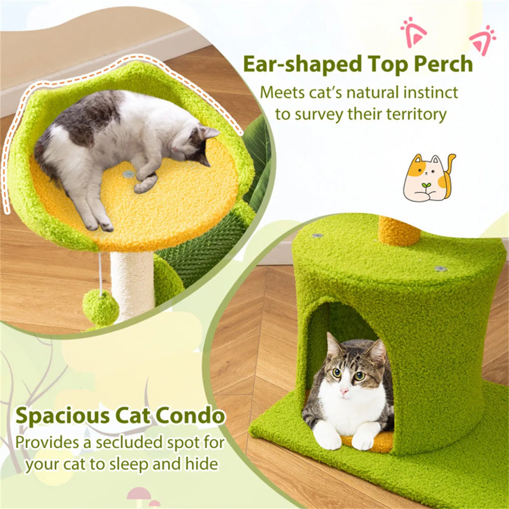 Aprilso Green Multi-Level Cat Tree with Condo, Sisal Scratching Posts & Hanging Toy - product image 7