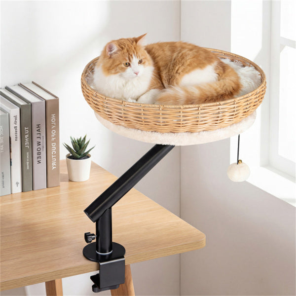 Aprilso Desk-Mounted Cat Bed with Rotating Arm & Woven Basket - product image 7