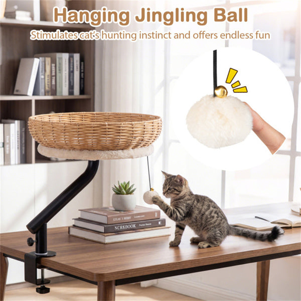 Aprilso Desk-Mounted Cat Bed with Rotating Arm & Woven Basket - product image 8