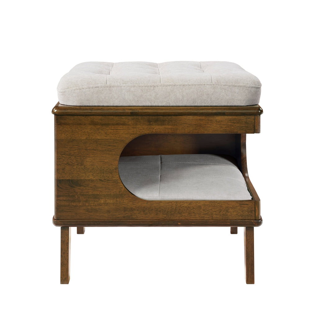 Aprilso Walnut Cat Bed Ottoman with Cushioned Top & Hideaway Nook - product image 8