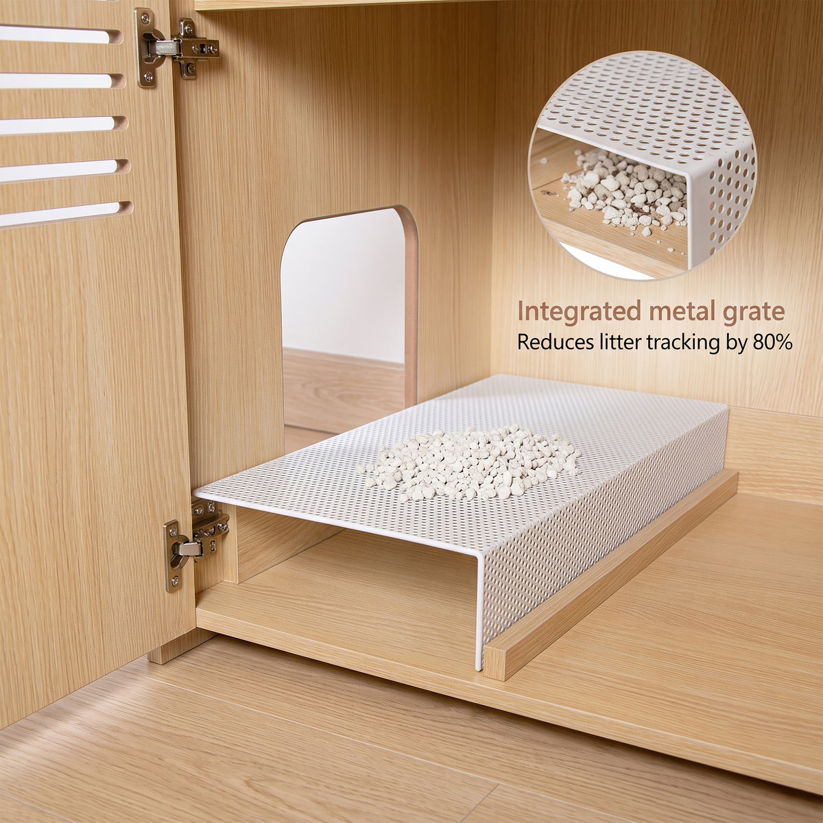 Aprilso Hidden Cat Bed Cabinet with Side Entry & Storage Top - product image 9