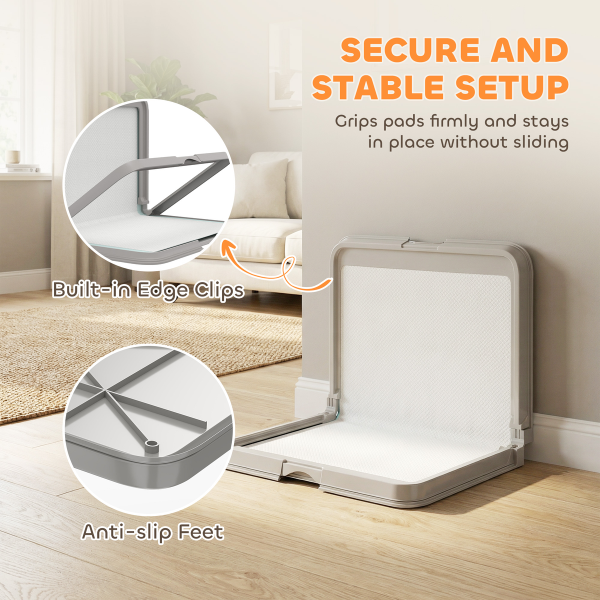 Aprilso Foldable Dog Potty Tray with Wall Guard & 3 Pee Pads - product image 4