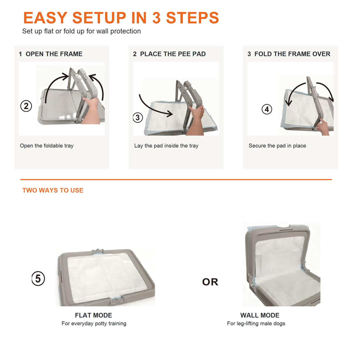 Aprilso Foldable Dog Potty Tray with Wall Guard & 3 Pee Pads - product image 7